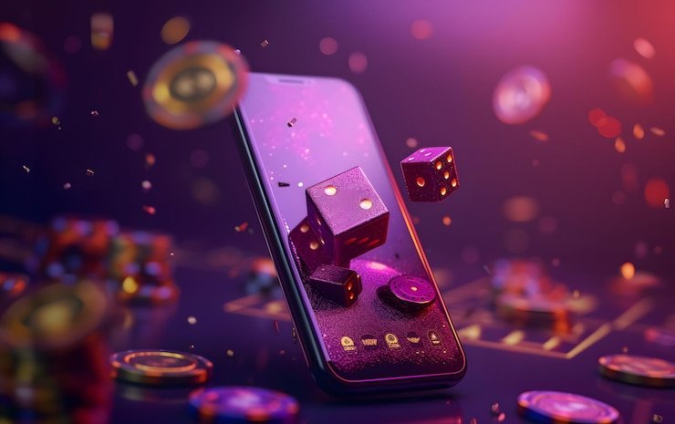 Antarmuka permainan Jewels of Prosperity di petir388 dengan gulungan slot, tombol putaran, dan display pembayaran